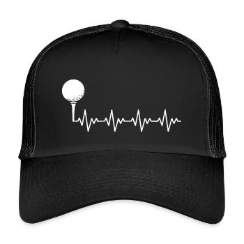 Golf Golfer Golfball EKG Herzschlag Herzfrequenz - Kinder Trucker-Cap - Schwarz/Schwarz - Vorne
