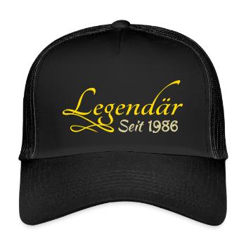 Né en 1986 - Casquette trucker enfant - noir/noir - Devant