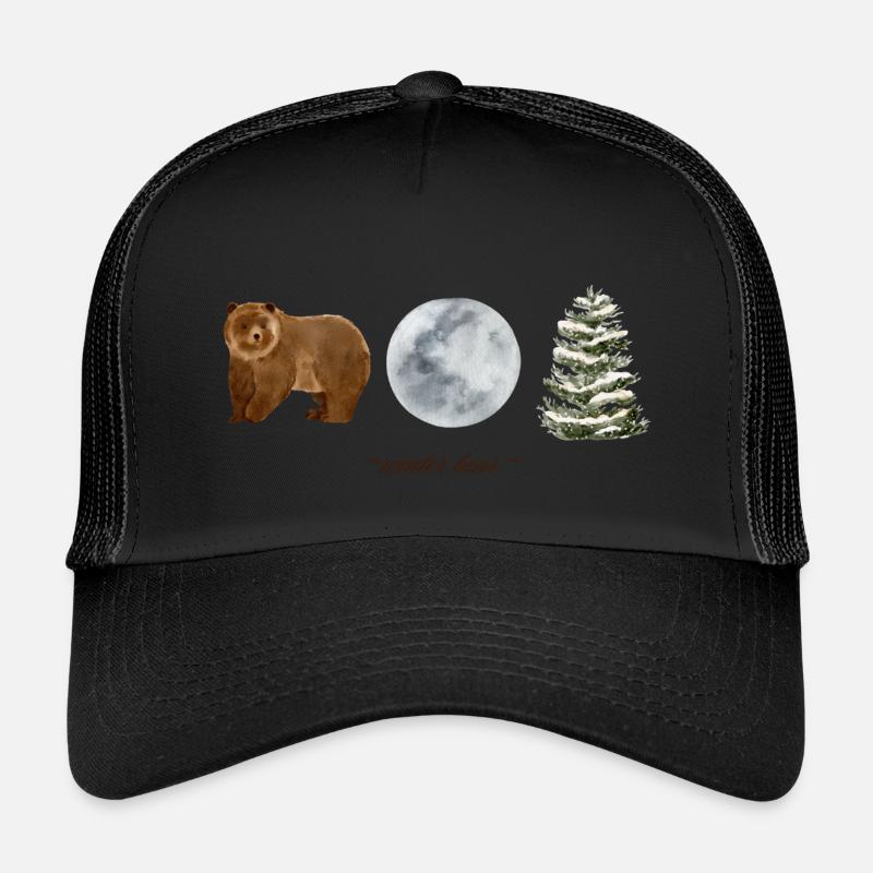 Winterbär - Kinder Trucker-Cap - Schwarz/Schwarz