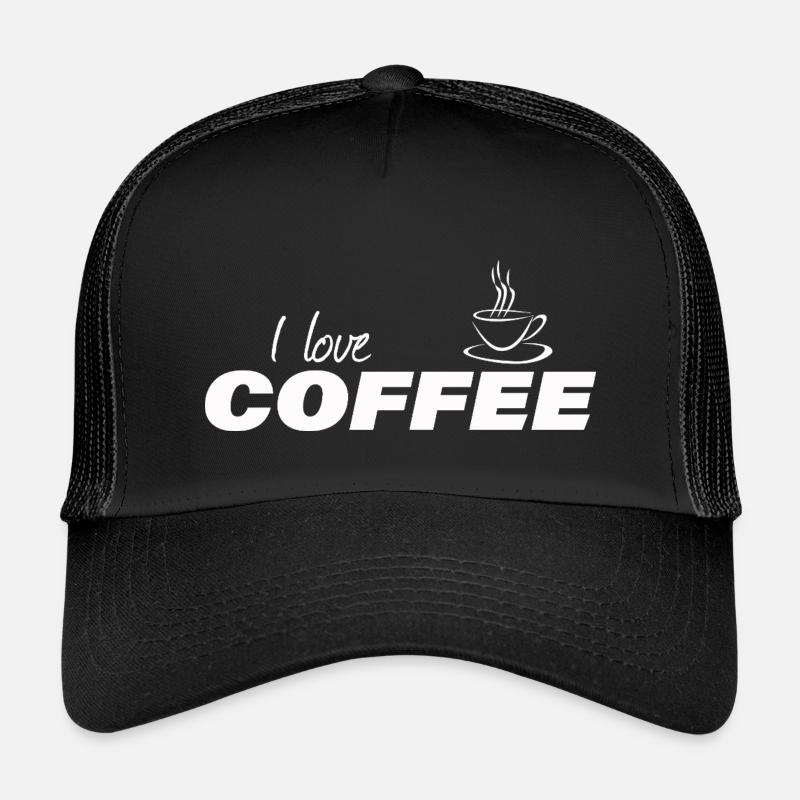 I LOVE COFFEE - Kinder Trucker-Cap - Schwarz/Schwarz