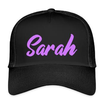 Sarah Namensschrift Druck - Kinder Trucker-Cap - Schwarz/Schwarz - Vorne