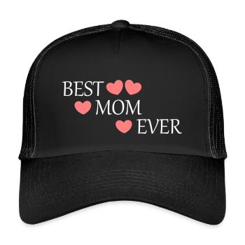 Muttertags Geschenk Mutter Muttertag Geschenkidee - Kinder Trucker-Cap - Schwarz/Schwarz - Vorne