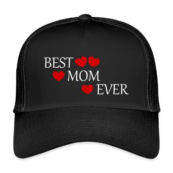Muttertags Geschenk Mutter Muttertag Geschenkidee - Kinder Trucker-Cap - Schwarz/Schwarz - Vorne