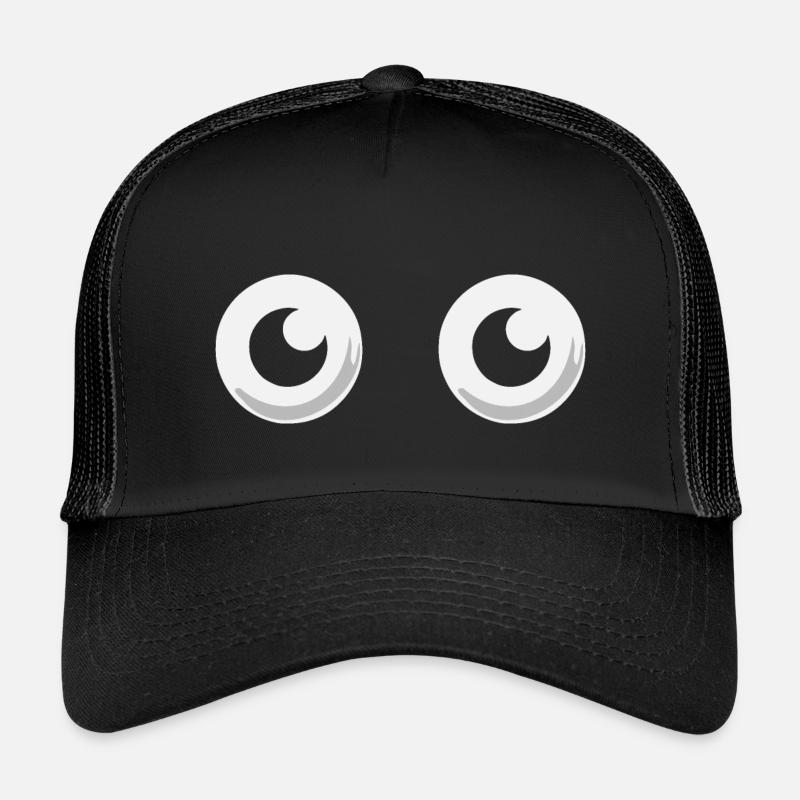 Große runde Kulleraugen Bob, Mütze - Kinder Trucker-Cap - Schwarz/Schwarz