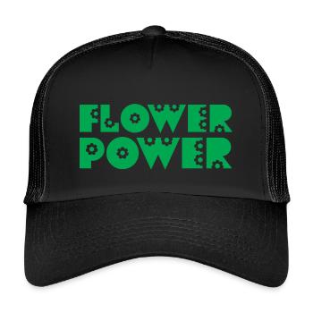 FLOWER POWER - Kids’ Trucker Cap - black/black - Front
