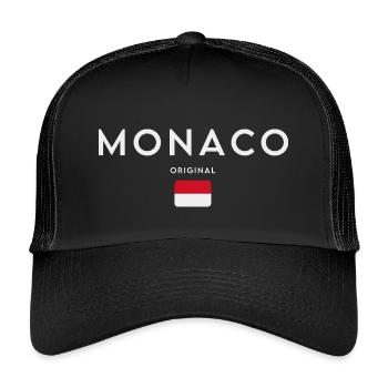 Drapeau monégasque, fierté monégasque - Casquette trucker enfant - noir/noir - Devant