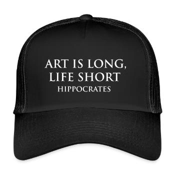 Impression d'art inspirante avec citation d'Hippocrate - Casquette trucker enfant - noir/noir - Devant