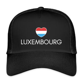 J’aime le Luxembourg, cœur du Luxembourg - Casquette trucker enfant - noir/noir - Devant