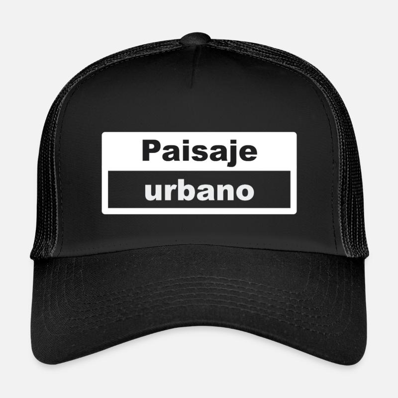 Cityscape Typography Spanish - Kids’ Trucker Cap - black/black
