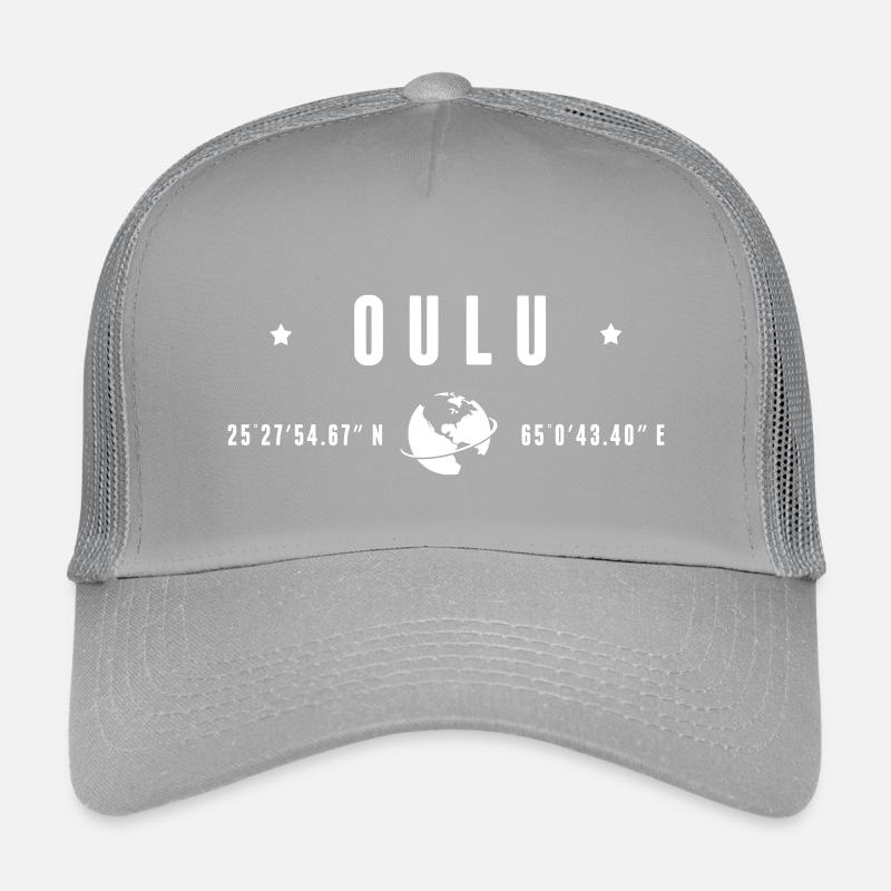 Oulu Coordonnées GPS Typographie Blanc Casquette trucker enfant