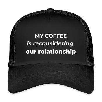 Mon café reconsidère notre relation - Casquette trucker enfant - noir/noir - Devant