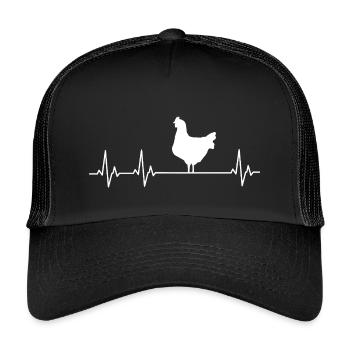 Hühner Fans -  Hahn - Gockel - Küken - Kinder Trucker-Cap - Schwarz/Schwarz - Vorne