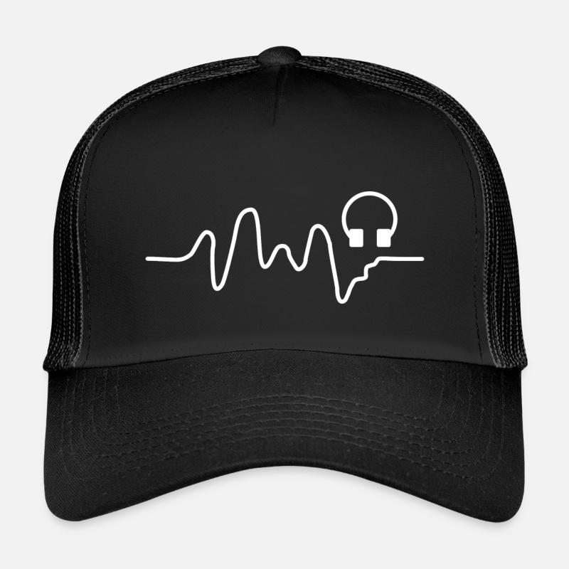Klangwelle mit Kopfhörer-Icon - Kinder Trucker-Cap - Schwarz/Schwarz