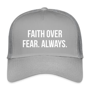 FAITH OVER FEAR. ALWAYS. | Greyline Official - Kids’ Trucker Cap - light grey - Front