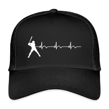 Baseball ECG Heartbeat Baseball Bat - Kids’ Trucker Cap - black/black - Front