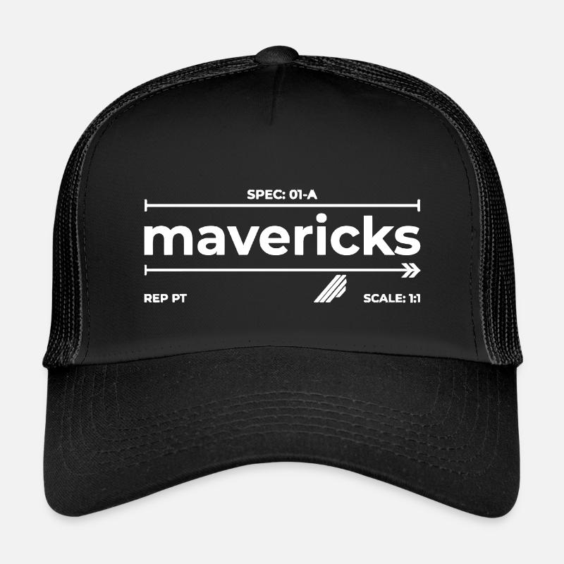 Mavericks – Modern blueprint style typography - Kids’ Trucker Cap - black/black