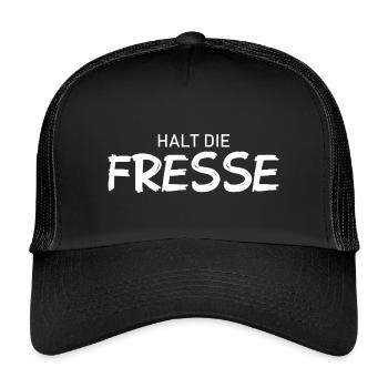 Halt die Fresse - Cooler Spruch - Kinder Trucker-Cap - Schwarz/Schwarz - Vorne
