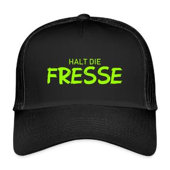 Halt die Fresse - Cooler Spruch - Kinder Trucker-Cap - Schwarz/Schwarz - Vorne