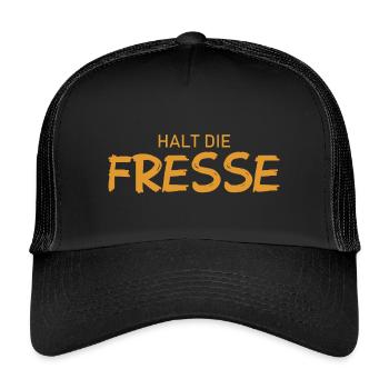 Halt die Fresse - Cooler Spruch - Kinder Trucker-Cap - Schwarz/Schwarz - Vorne