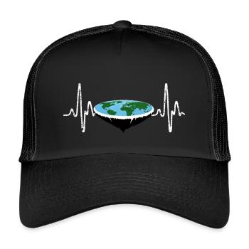 Heartbeat Flat Earth - Kids’ Trucker Cap - black/black - Front