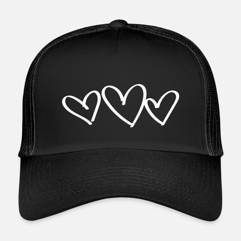 3 Herzen Liebe - Kinder Trucker-Cap - Schwarz/Schwarz