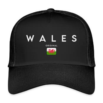 Drapeau du Pays de Galles, fierté galloise - Casquette trucker enfant - noir/noir - Devant
