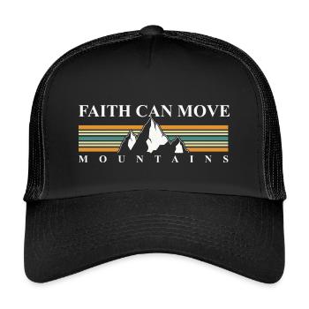 Faith Moves Mountains – Retro Mountain Landscape - Kids’ Trucker Cap - black/black - Front