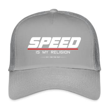 SPEED_IS_MY_RELIGION - Kinder Trucker-Cap - Hellgrau - Vorne
