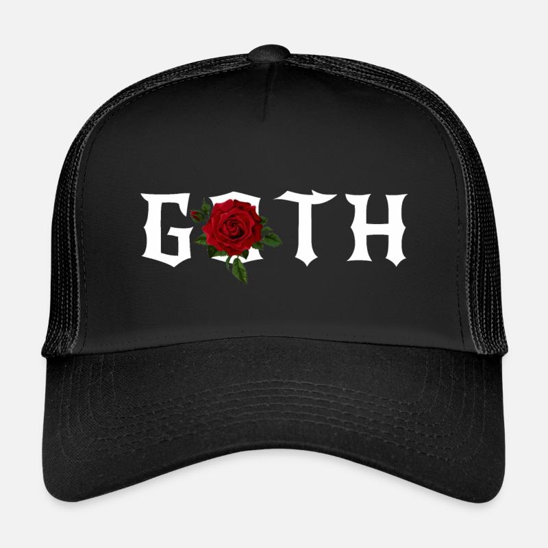 Gothic, Gothic-Thema mit roter Rose - Kinder Trucker-Cap - Schwarz/Schwarz