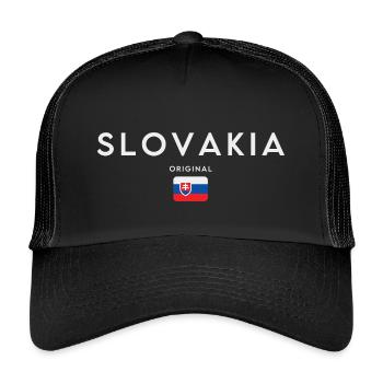 Flagge der Slowakei, Stolz der Slowakei - Kinder Trucker-Cap - Schwarz/Schwarz - Vorne