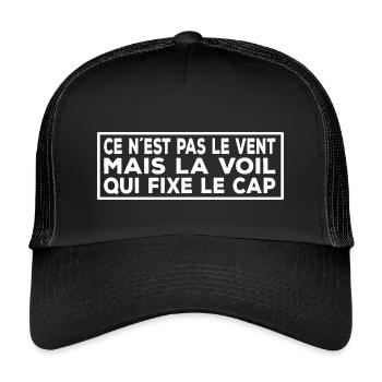 Devis Voile Française – Voile & Vent - Casquette trucker enfant - noir/noir - Devant
