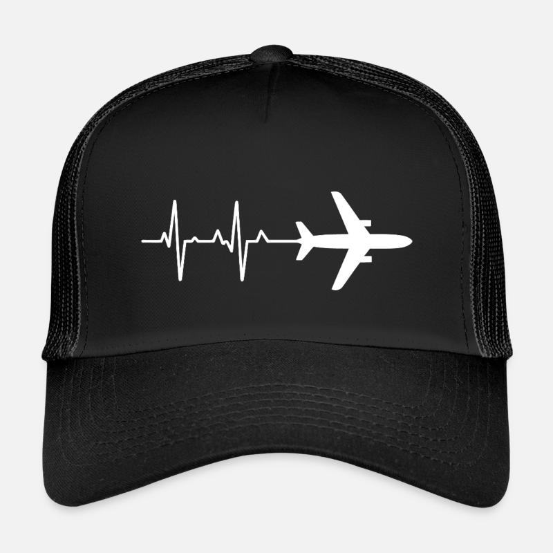 Flugzeug Herzschlag Muster - Kinder Trucker-Cap - Schwarz/Schwarz
