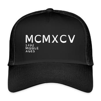 1995_LINE_white - Kids’ Trucker Cap - black/black - Front