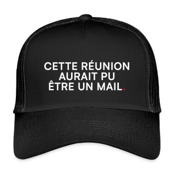 Réunion inutile – Cette réunion = mail - Casquette trucker enfant - noir/noir - Devant