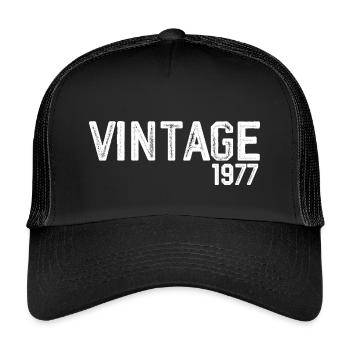 Jahrgang 1977 - Kinder Trucker-Cap - Schwarz/Schwarz - Vorne