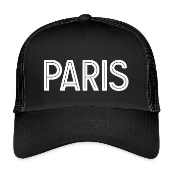Paris White Geometric Typography - Kids’ Trucker Cap - black/black - Front