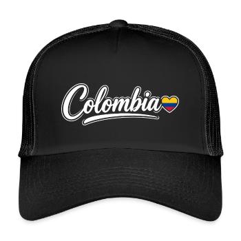 Kolumbianisches Drehbuch mit Flag Heart Fan Patriotisch - Kinder Trucker-Cap - Schwarz/Schwarz - Vorne