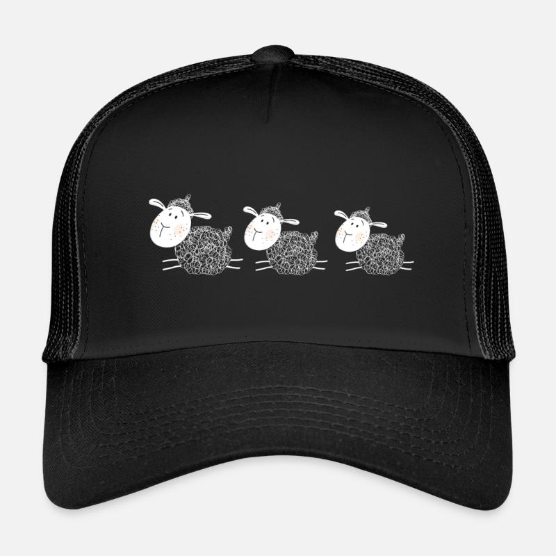 Drei Schafe sind Beste Freunde - Schaf - Lamm - Kinder Trucker-Cap - Schwarz/Schwarz