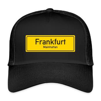 Frankfurter Ortsschild Deutschland - Kinder Trucker-Cap - Schwarz/Schwarz - Vorne