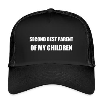 Second best parent - Kids’ Trucker Cap - black/black - Front