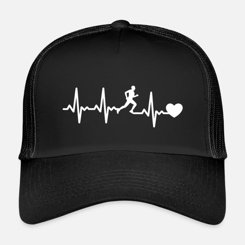 Laufendes Herz Rhythmusdesign - Kinder Trucker-Cap - Schwarz/Schwarz