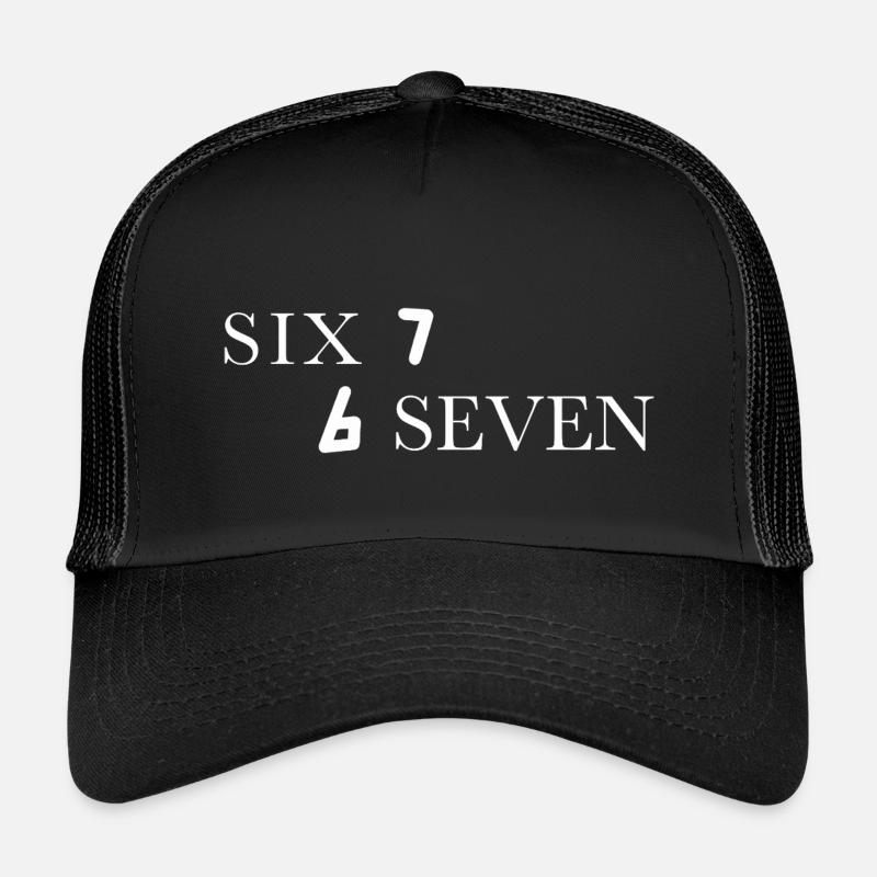 Six seven 67 Typography white funny - Kids’ Trucker Cap - black/black