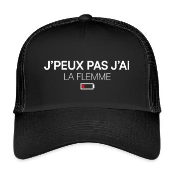 ICH KANN NICHT, ICH BIN FAUL. | Humor - Kinder Trucker-Cap - Schwarz/Schwarz - Vorne