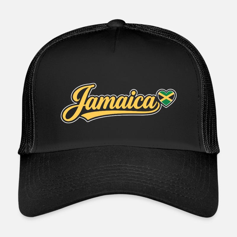 Jamaica Script with Flag Heart Kids’ Trucker Cap