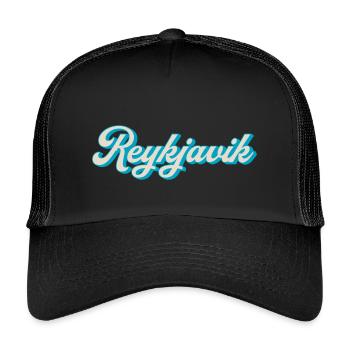Reykjavik Neon Script - Kids’ Trucker Cap - black/black - Front