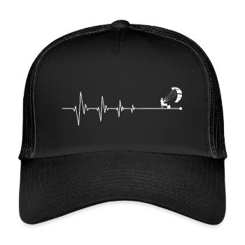 Conception graphique de la ligne d’impulsion de battement de cœur - Casquette trucker enfant - noir/noir - Devant