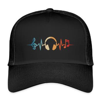 Musique DJ Musicien Casque Heartbeat - Casquette trucker enfant - noir/noir - Devant