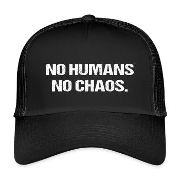 No Humans No Chaos – Minimalistisches Statement - Kinder Trucker-Cap - Schwarz/Schwarz - Vorne