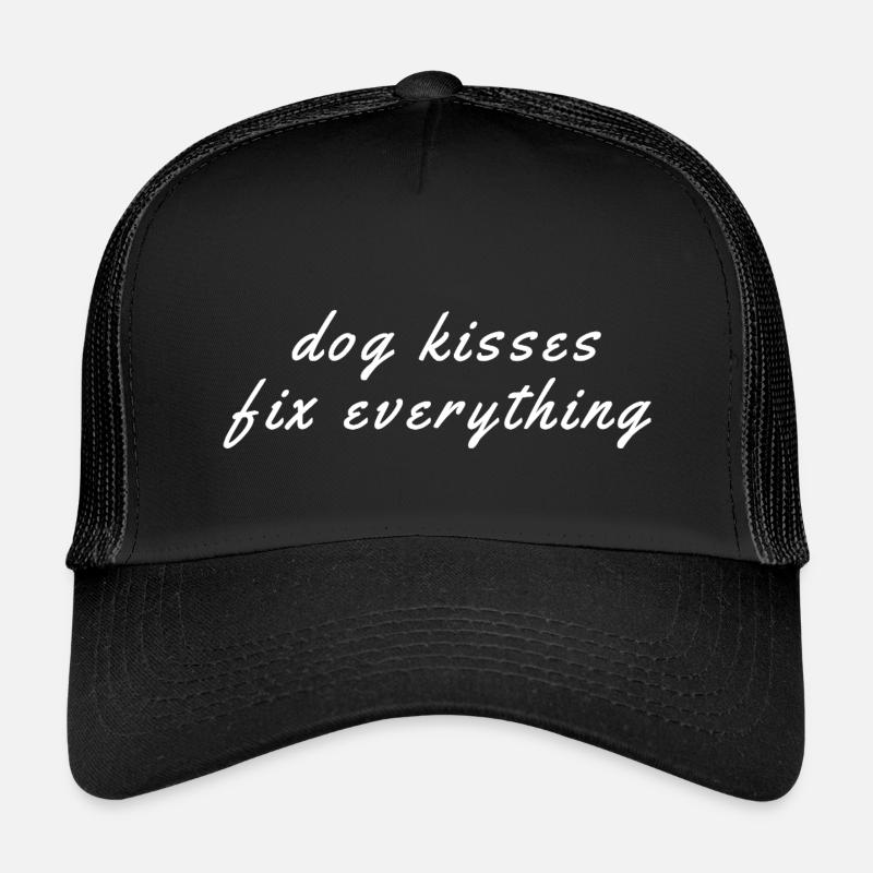 Dog Kisses Fix Everything – Hunde Sprüche - Kinder Trucker-Cap - Schwarz/Schwarz