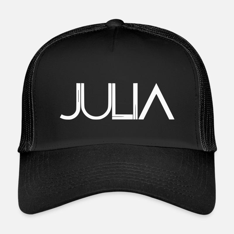 Julia Namendesign - moderne filigrane Typografie - Kinder Trucker-Cap - Schwarz/Schwarz